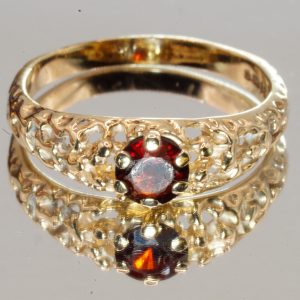 9ct Gold Garnet Vintage Stacking Ring UK Size Q1/2 Pre Owned