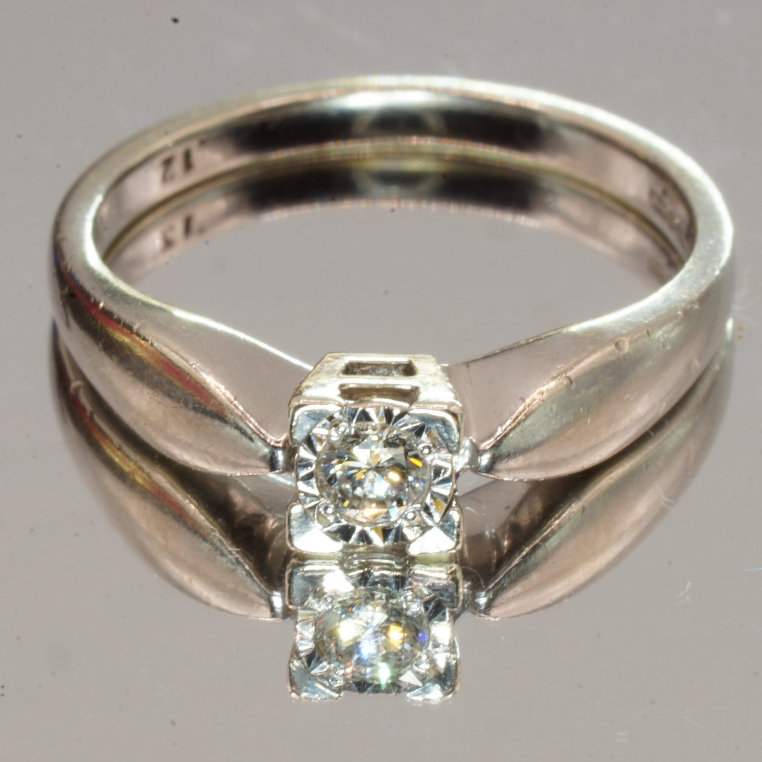 9ct White Gold & Diamond Solitaire Ring UK Size L1/2 Pre Owned