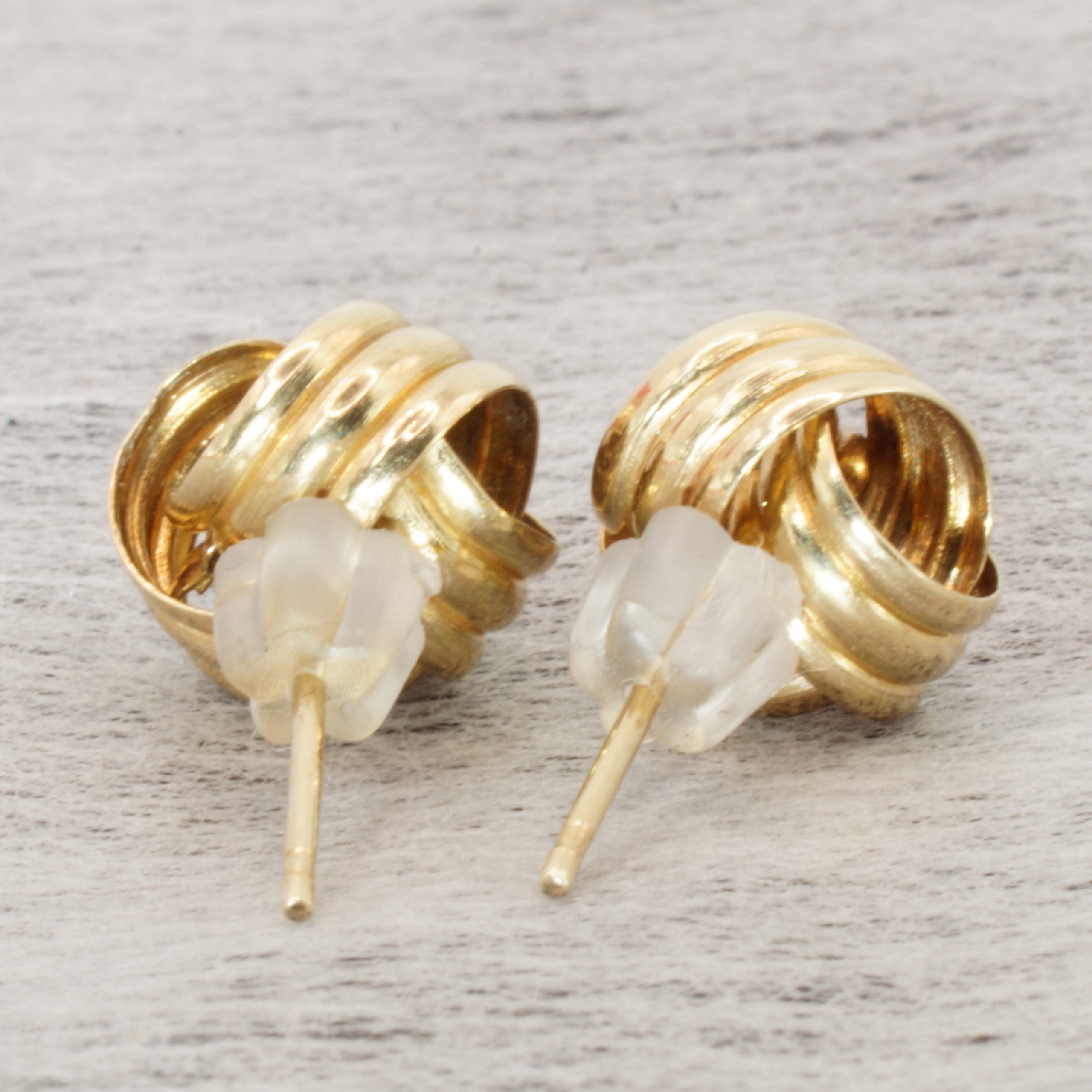 9ct Gold Lovers Knot Style Stud Earrings Pierced Ears Pre Owned - Image 4