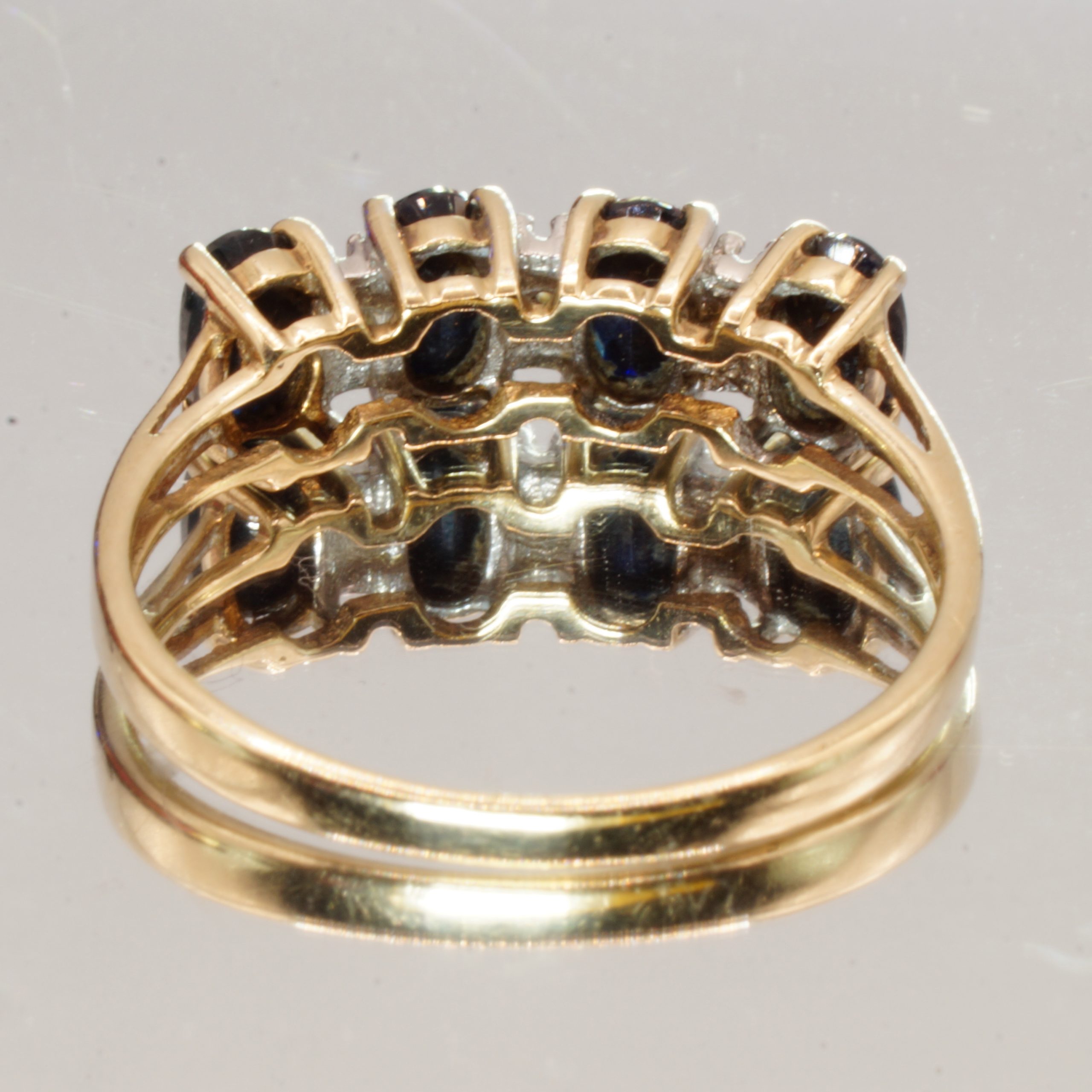 9ct Gold Sapphire & Diamond Ring UK Size O1/2 Pre Owned - Image 4