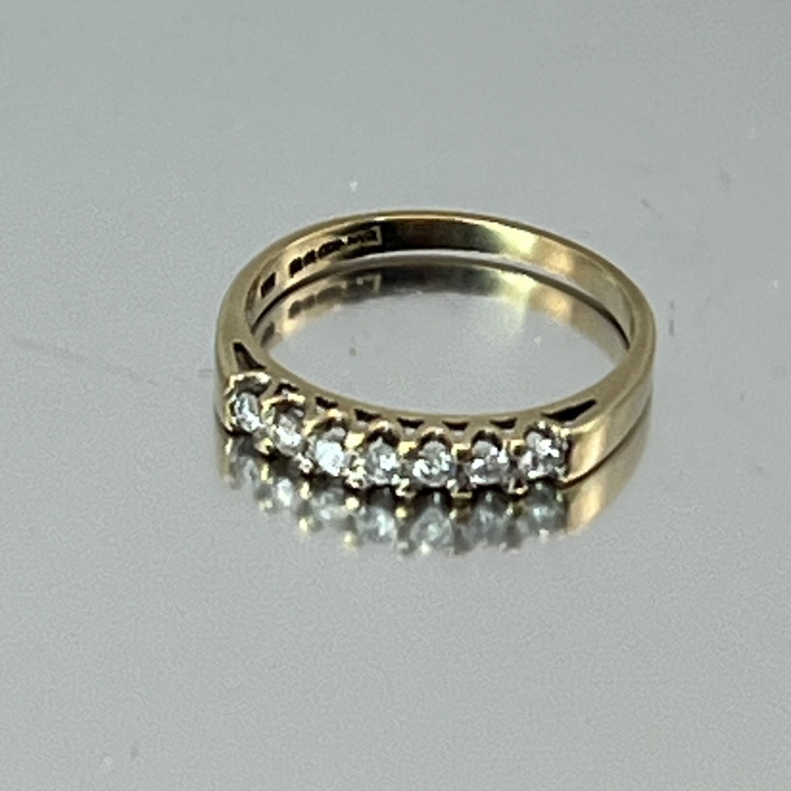 9ct Yellow Gold Diamond Eternity Stacking Ring UK Size L1/2 Pre Owned - Image 2