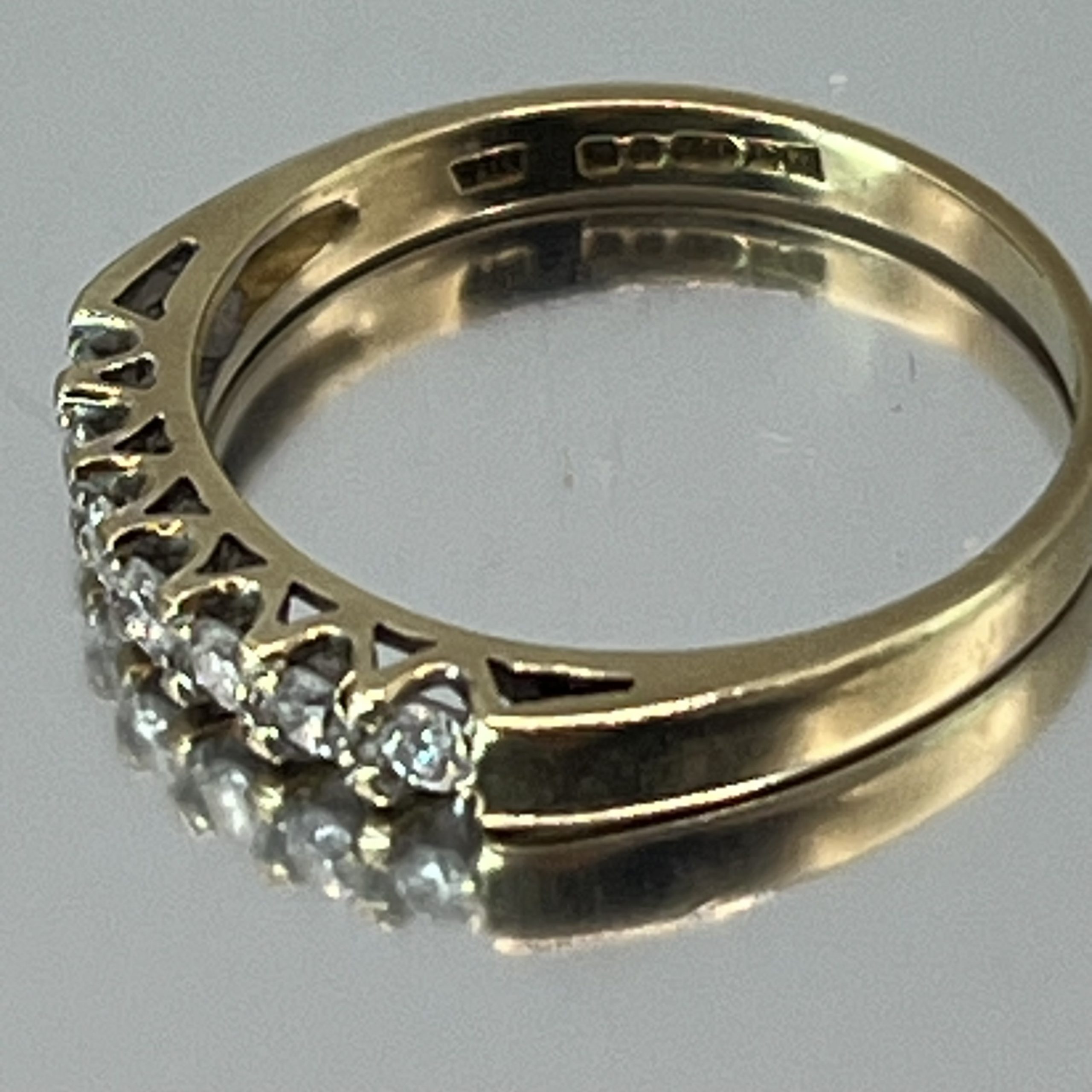 9ct Yellow Gold Diamond Eternity Stacking Ring UK Size L1/2 Pre Owned - Image 3