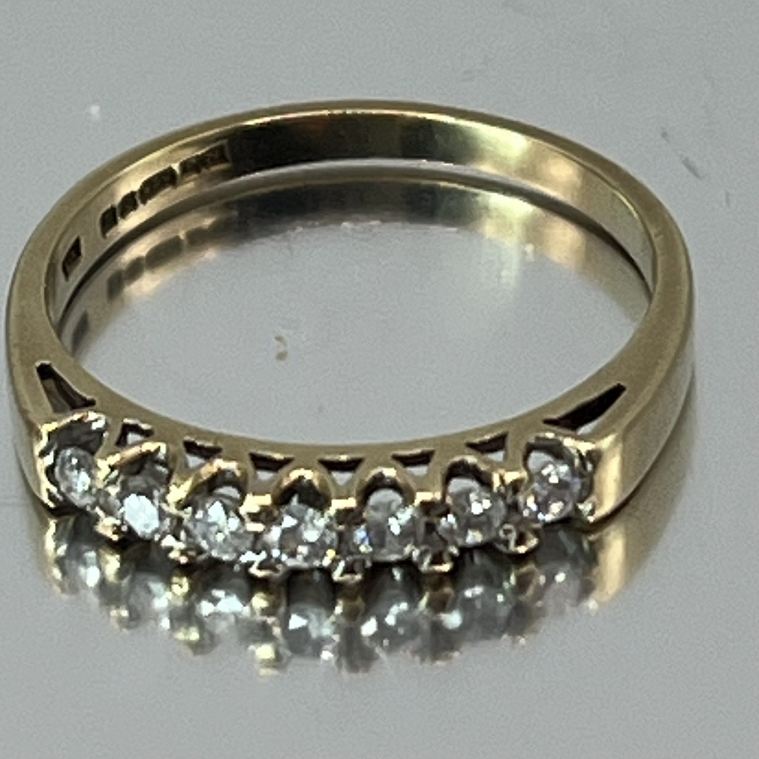 9ct Yellow Gold Diamond Eternity Stacking Ring UK Size L1/2 Pre Owned
