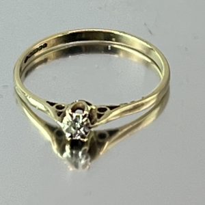 9ct Yellow Gold & Diamond Solitaire Ring UK Size L1/2 Pre Owned