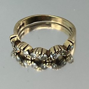 9ct Yellow Gold Diamond Half Eternity Ring UK Size M Pre Owned