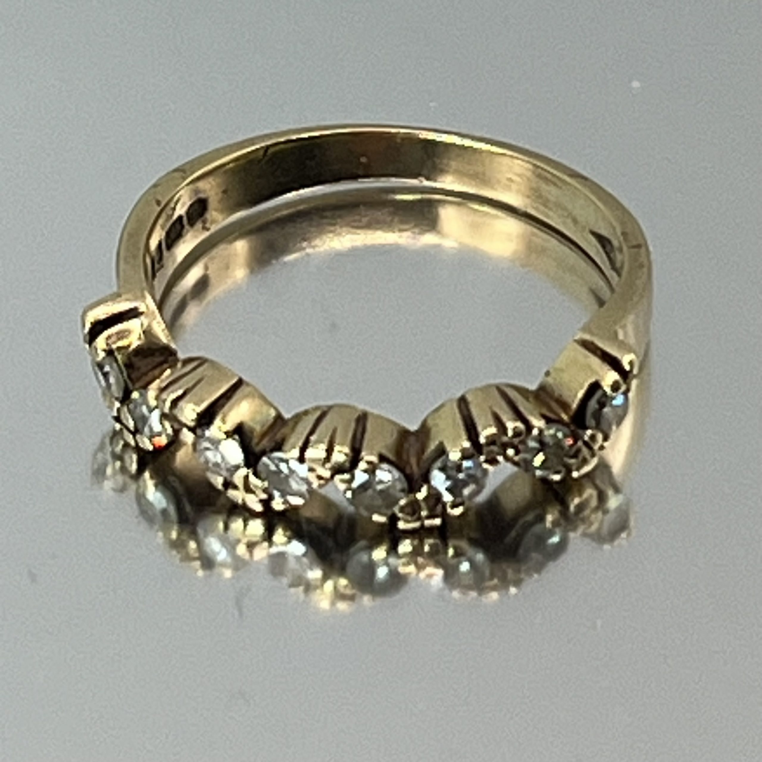 9ct Yellow Gold Diamond Half Eternity Ring UK Size M Pre Owned