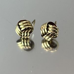 9ct Gold Knot Style Stud Earrings For Pierced Ears Pre Owned