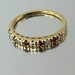9ct Gold Ruby & Diamond Half Eternity Ring Size M1/2 Pre Owned