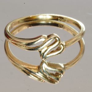 9ct Yellow Gold Crossover Ring Hallmark UK Size P Pre Owned