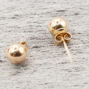 9ct Real Yellow Gold Ball Stud Earrings Pierced Ears Pre Owned