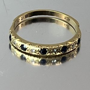 18ct Gold Sapphire Diamond Eternity Ring UK Size M1/2 Pre Owned