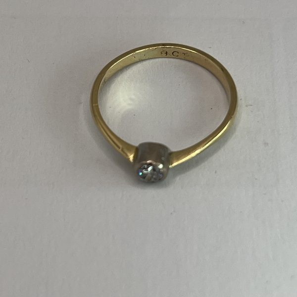 18ct Gold Old European Cut Diamond Solitaire Ring UK Size M1/2 Pre Owned - Image 2