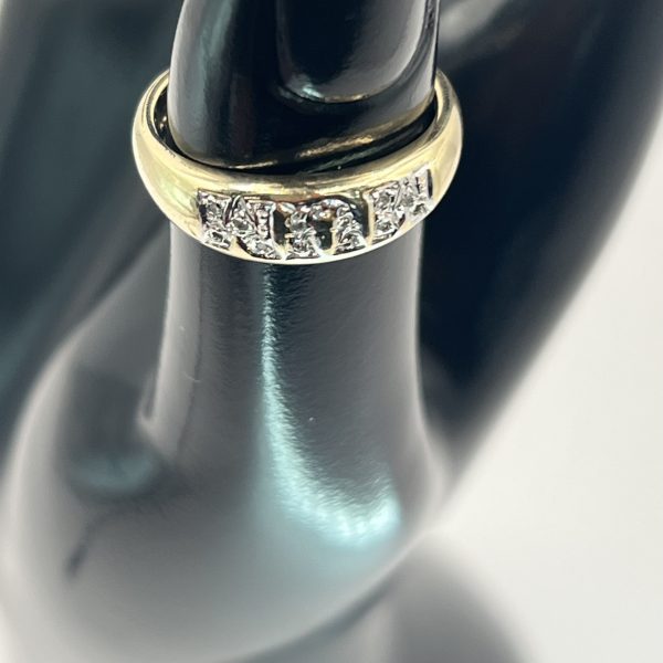 9ct Yellow Gold Diamond MUM Ring UK Size N1/2 Pre Owned - Image 7