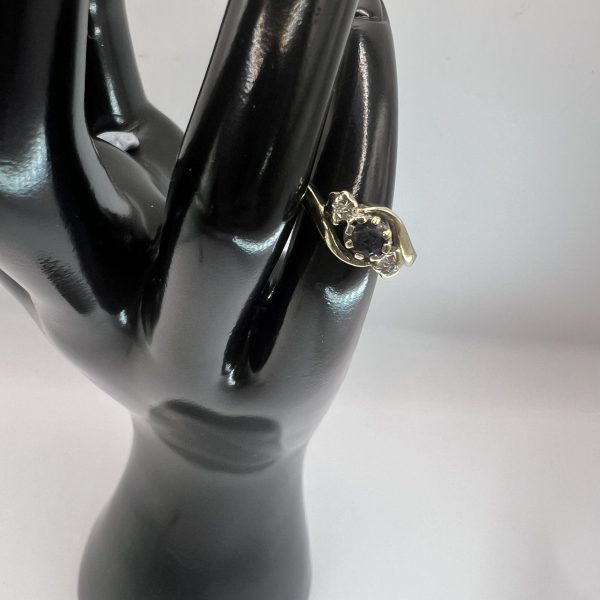 9ct Gold Diamond Sapphire Crossover Trilogy Ring UK Size I Preowned - Image 6
