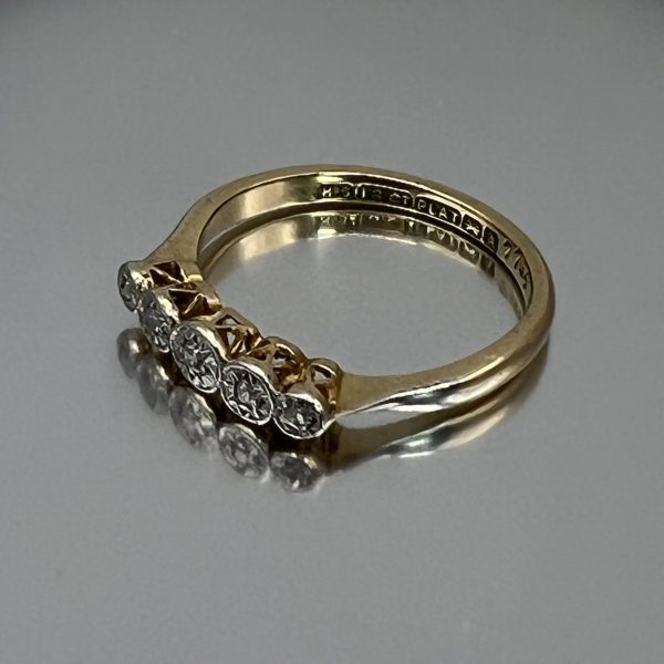 18ct Yellow Gold Diamond 5 Stone Ring UK Size N Pre Owned