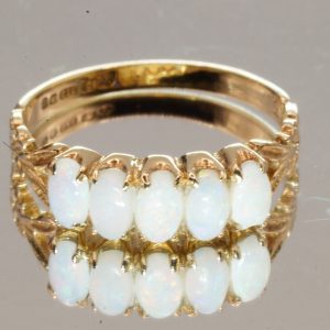 9ct Yellow Gold 5 Stone Opal Ring UK Size M1/2 Pre Owned