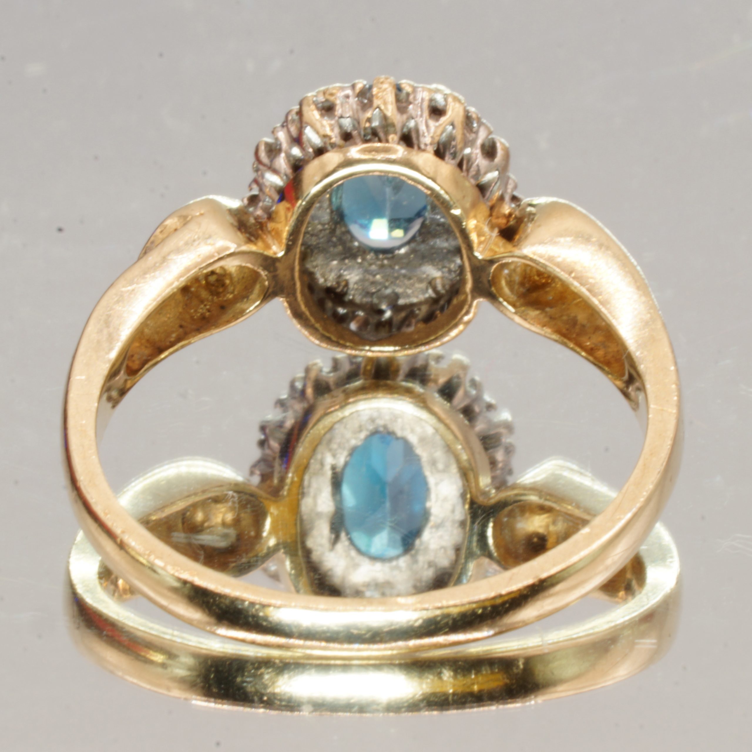 9ct Gold Indigolite Diamond Halo Ring UK Size M1/2 Pre Owned - Image 4