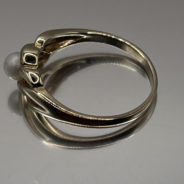9ct Yellow Gold Pearl Ring Hallmark UK Size N1/2 Pre Owned - Image 2