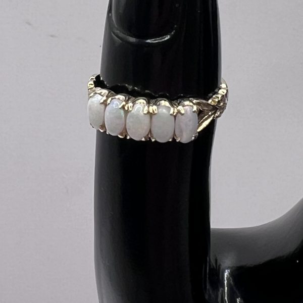 9ct Yellow Gold 5 Stone Opal Ring UK Size M1/2 Pre Owned - Image 7