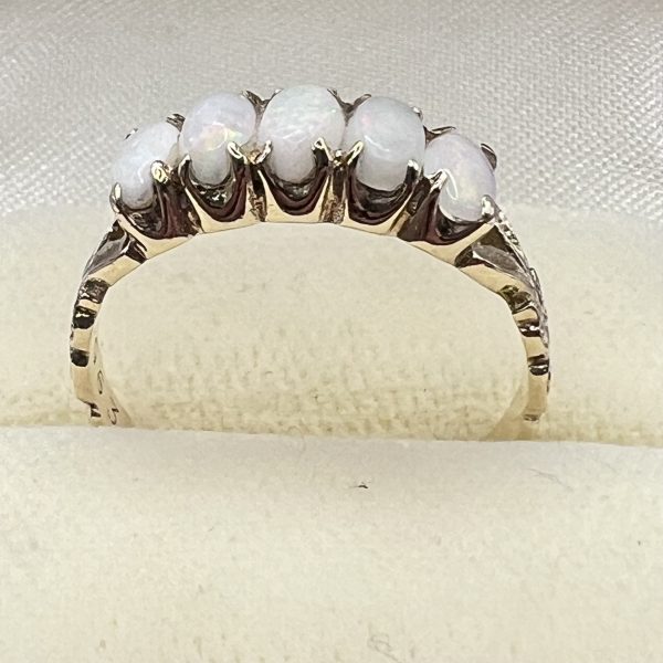 9ct Yellow Gold 5 Stone Opal Ring UK Size M1/2 Pre Owned - Image 5