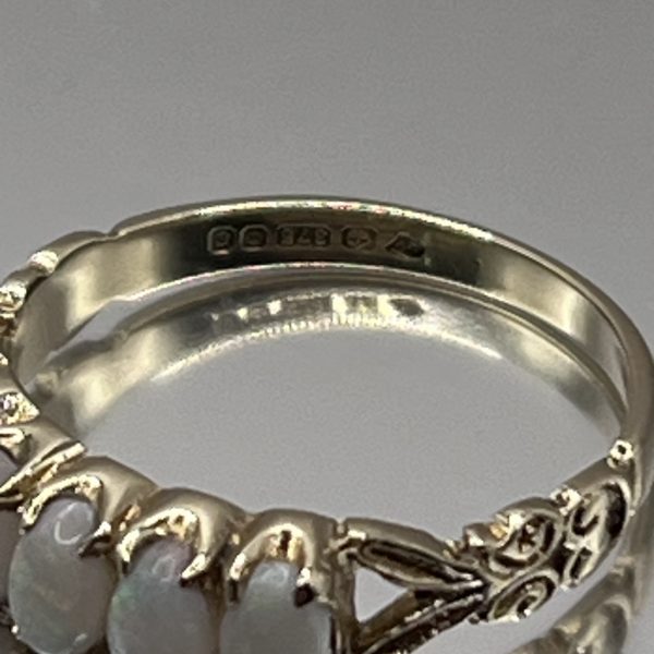 9ct Yellow Gold 5 Stone Opal Ring UK Size M1/2 Pre Owned - Image 6
