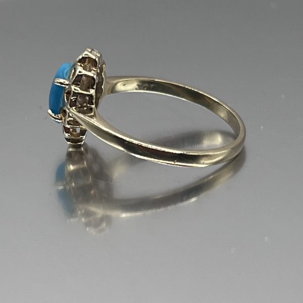 9ct Gold Single Turquoise Ring Hallmark UK Size K1/2 Pre Owned - Image 3