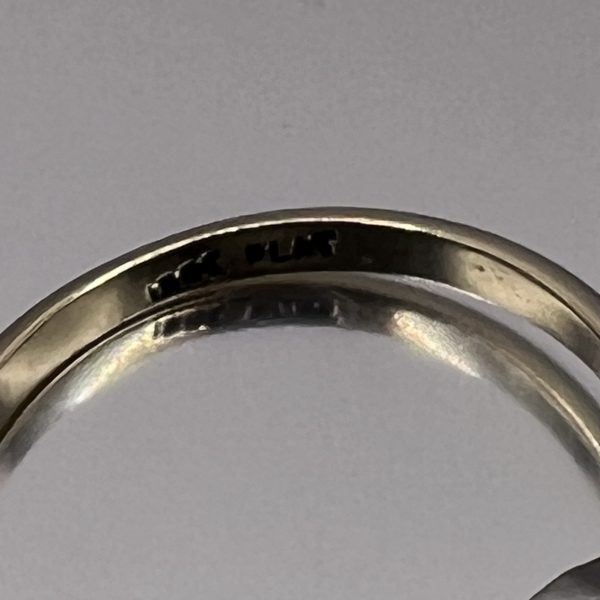 18ct Gold Sapphire Diamond Trilogy Ring UK Size 0 Pre Owned - Image 5