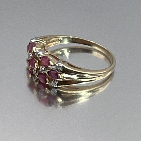 9ct Gold Pink Ruby & Diamond Ring UK Size M1/2 Pre Owned - Image 2