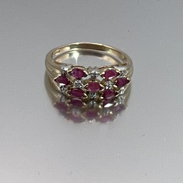 9ct Gold Pink Ruby & Diamond Ring UK Size M1/2 Pre Owned - Image 3