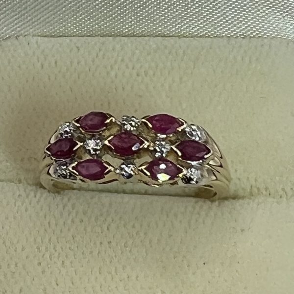 9ct Gold Pink Ruby & Diamond Ring UK Size M1/2 Pre Owned - Image 4