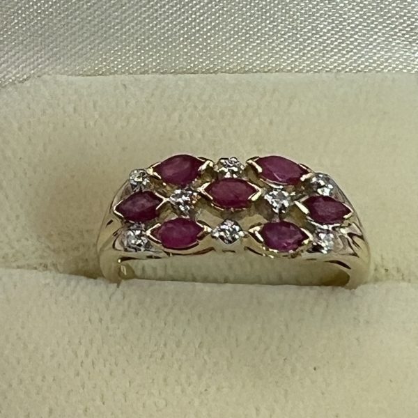9ct Gold Pink Ruby & Diamond Ring UK Size M1/2 Pre Owned - Image 5