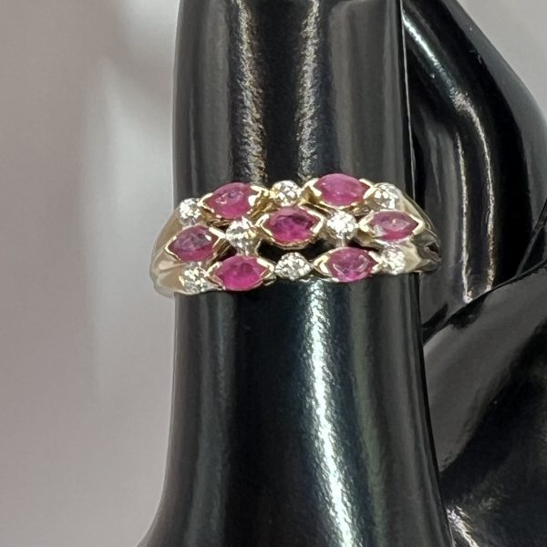 9ct Gold Pink Ruby & Diamond Ring UK Size M1/2 Pre Owned - Image 7