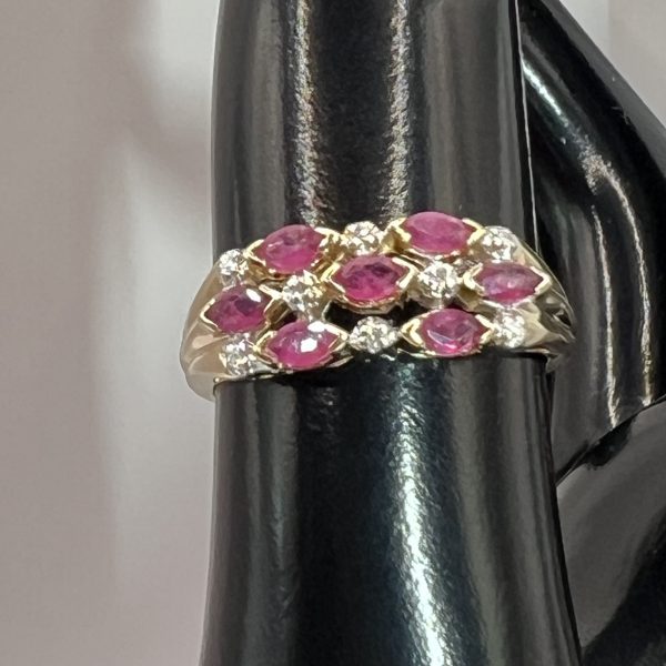 9ct Gold Pink Ruby & Diamond Ring UK Size M1/2 Pre Owned - Image 6