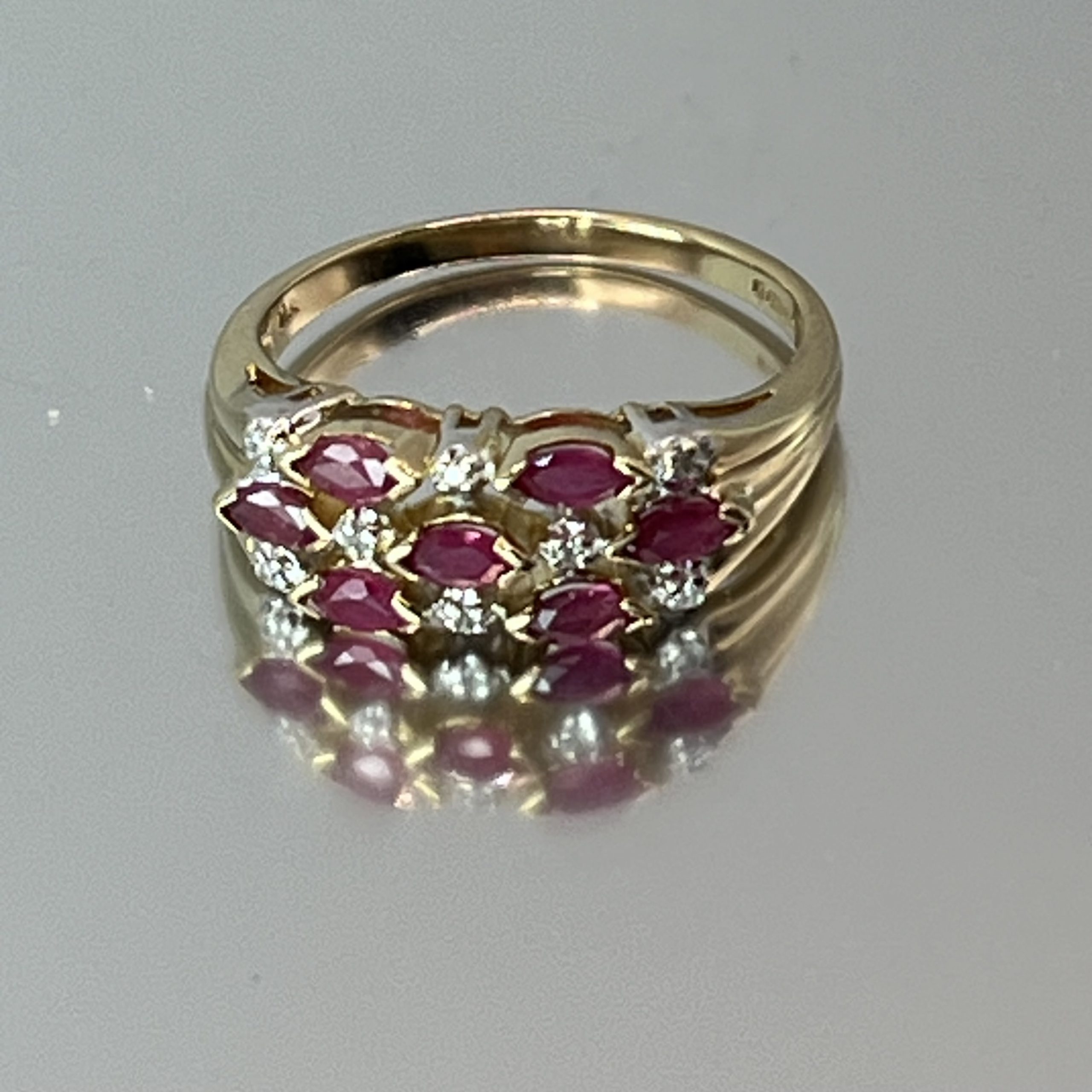 9ct Gold Pink Ruby & Diamond Ring UK Size M1/2 Pre Owned - Image 2
