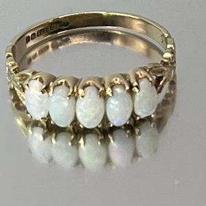 9ct Yellow Gold 5 Stone Opal Ring UK Size M1/2 Pre Owned