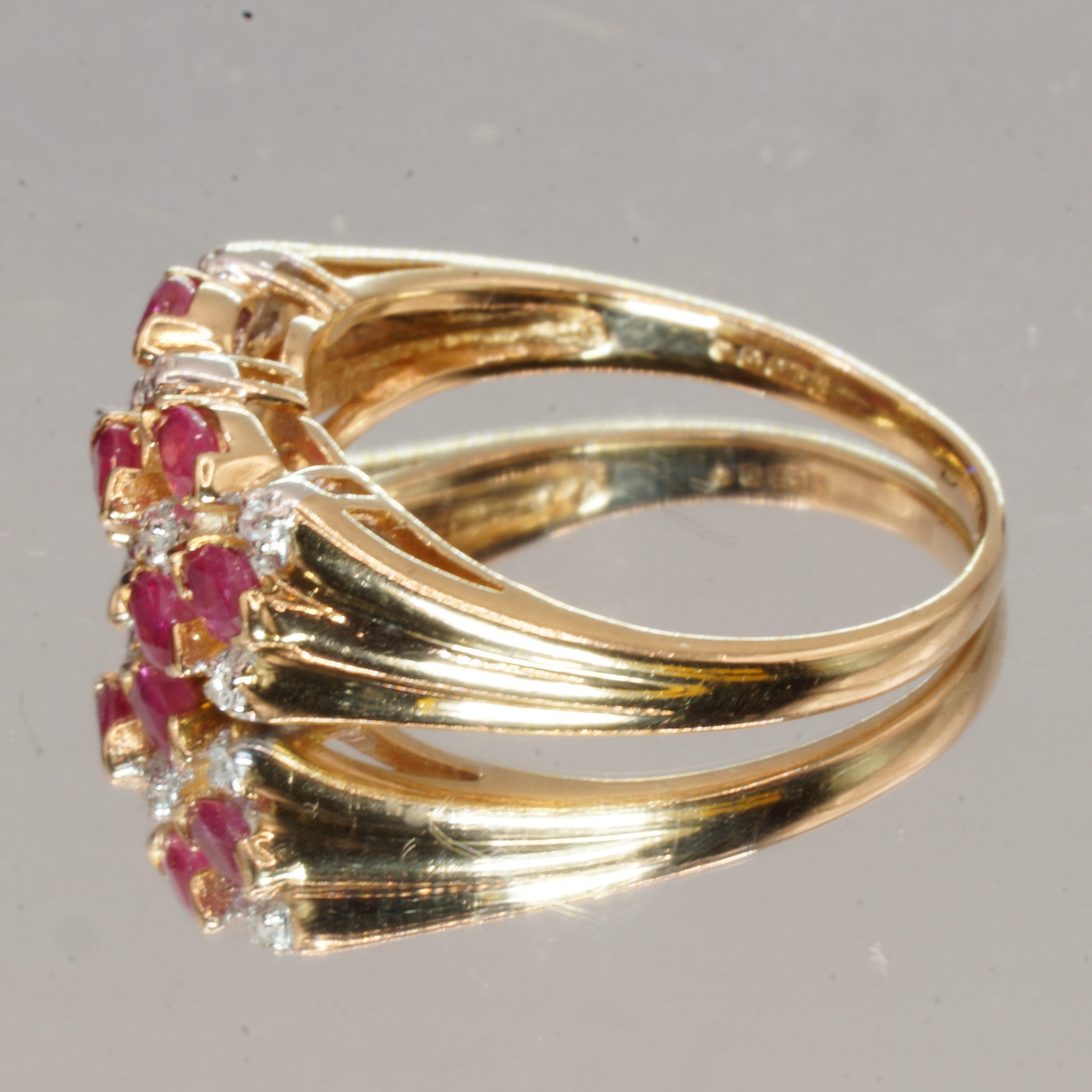 9ct Gold Pink Ruby & Diamond Ring UK Size M1/2 Pre Owned - Image 2