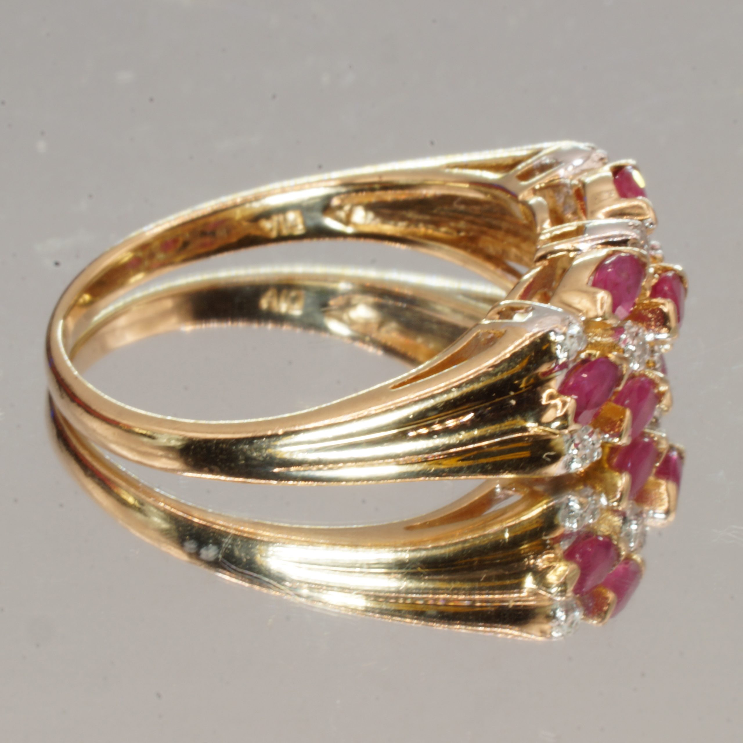 9ct Gold Pink Ruby & Diamond Ring UK Size M1/2 Pre Owned - Image 3