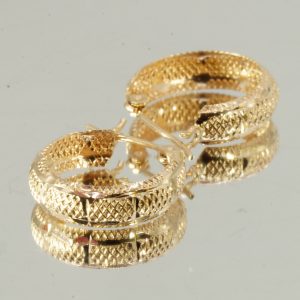 14ct Yellow Gold Hoop Earrings Pierced Ears Hallmark Pre Owned