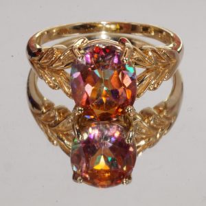 9ct Gold Mystic Topaz Solitaire Ring UK Size M1/2 Pre Owned