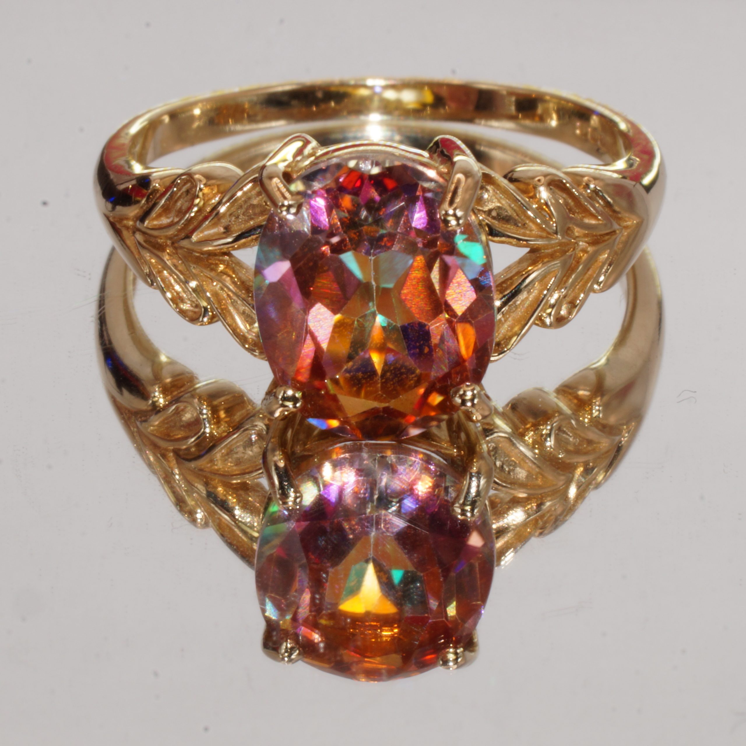 9ct Gold Mystic Topaz Solitaire Ring UK Size M1/2 Pre Owned