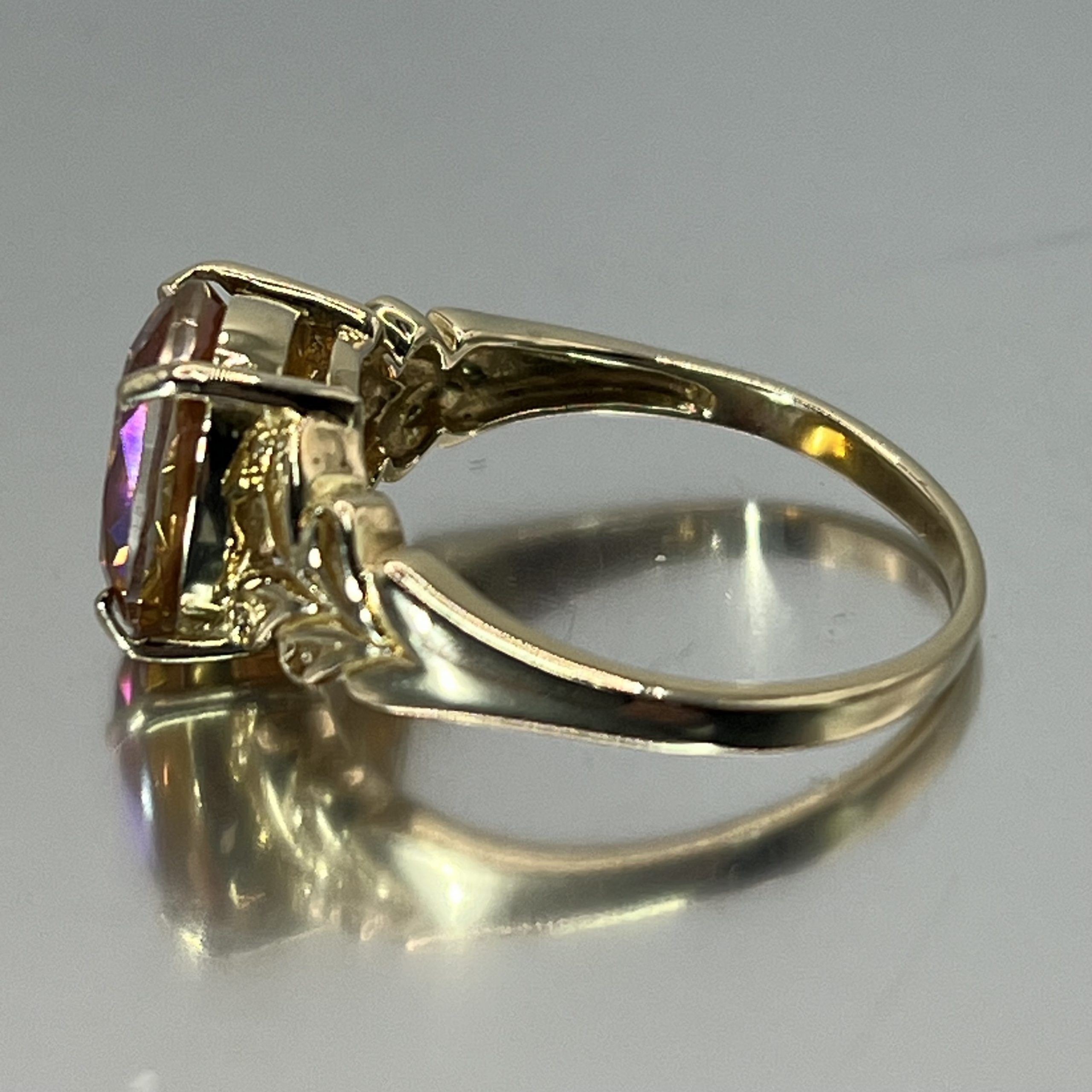 9ct Gold Mystic Topaz Solitaire Ring Hallmark UK Size M1/2 Pre Owned - Image 2