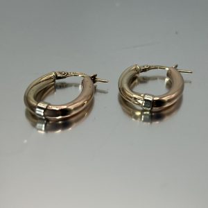 9ct Yellow & Rose Gold Small Hoop Earrings Pierced Ears Pre Owned