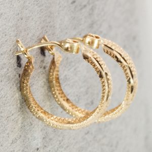 14ct Yellow Gold Hoop Earrings Pierced Ears Hallmark Pre Owned