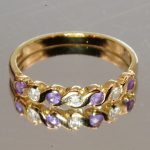 18ct Gold Amethyst Diamond Ring Hallmark Pre Owned UK Size O