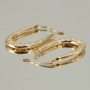 9ct Gold Hoop Earrings Hinge Closure Pre Owned Pierced Ears
