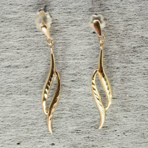 9ct Gold Dangle/Drop Earrings Pushback Pierced Ears Pre Owned
