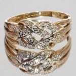 9ct Gold Diamond Twist Ring Hallmark Pre Owned UK Size M1/2
