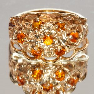 9ct Gold Orange Sapphire Ring Hallmark UK Size M1/2 Pre Owned