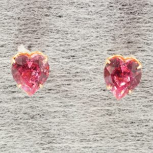 9ct Gold Pink Topaz Stud Earrings Pierced Ears Pre Owned
