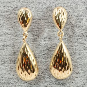 9ct Gold Light Weight Dangle Earrings Pierced Ears Pre Owned